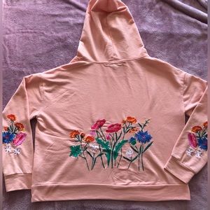 CRAVE FAME ALMOST FAMOUS Size Medium 🧡 Peach Hoodie 🧡 Floral Embroidery Detail